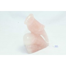 Hand crafted Natural pink rose quartz gem stone bird figure decorative gift item